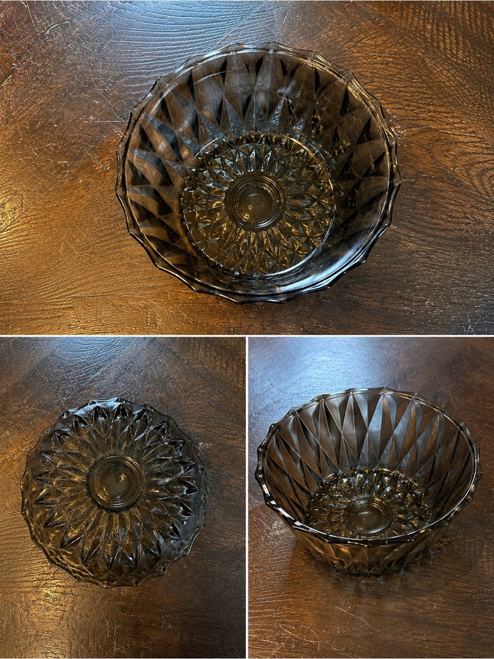 Vintage Libbey Glass Serving Bowl in a Smoke Gray color - Picture 2 of 2